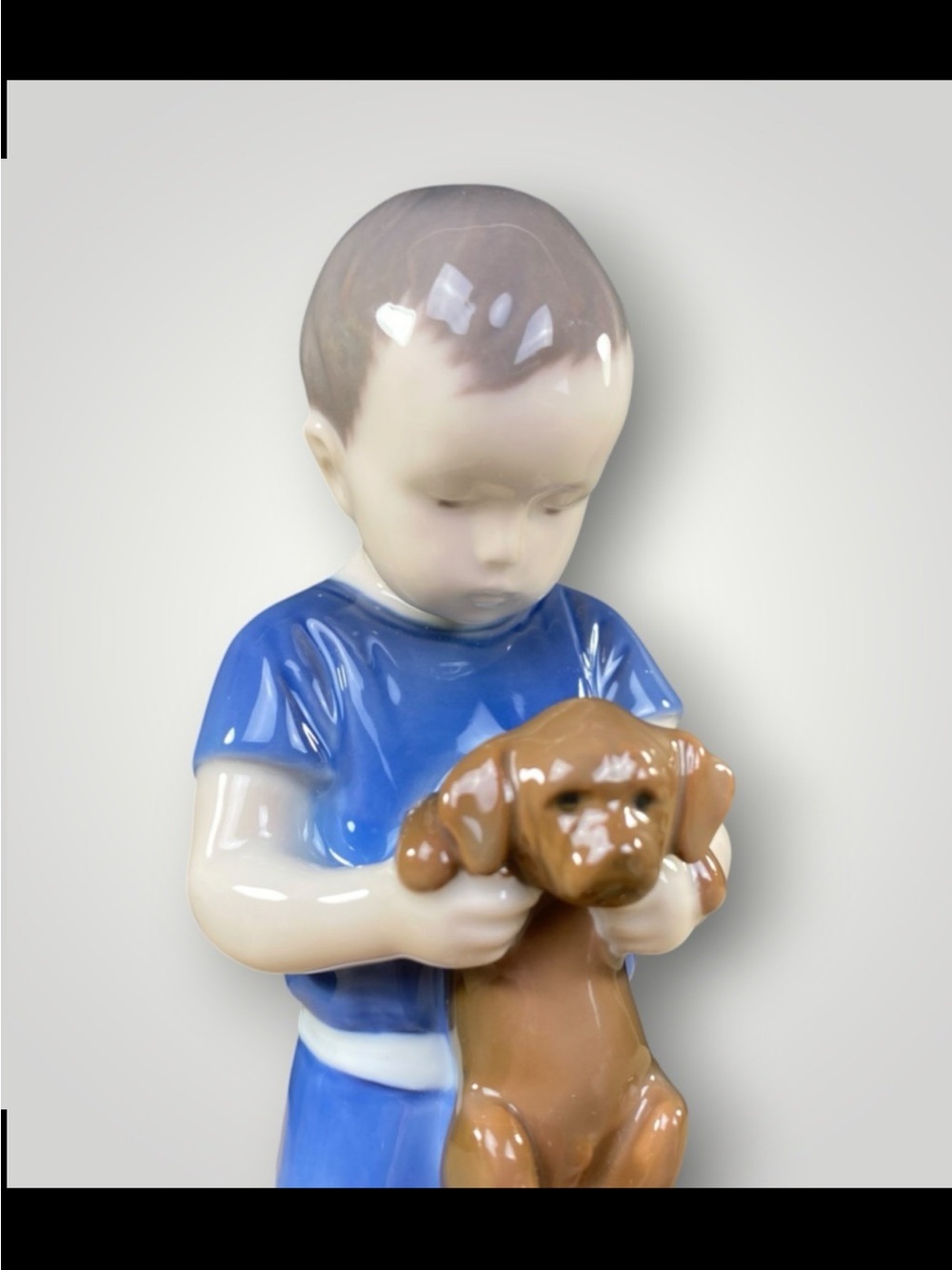 Boy with Puppy Bung & Grondahl porcelain figurine. EUC